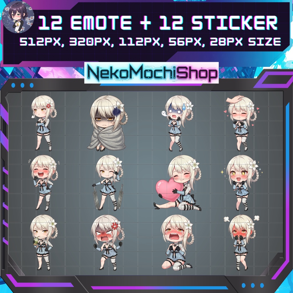 Kaine Emotes Stickers, Fan Art Nier Automata Sticker Emoji (Digital Download)