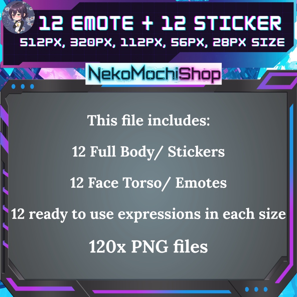9S Emotes Stickers, Fan Art Nier Automata Sticker Emoji (Digital Download)