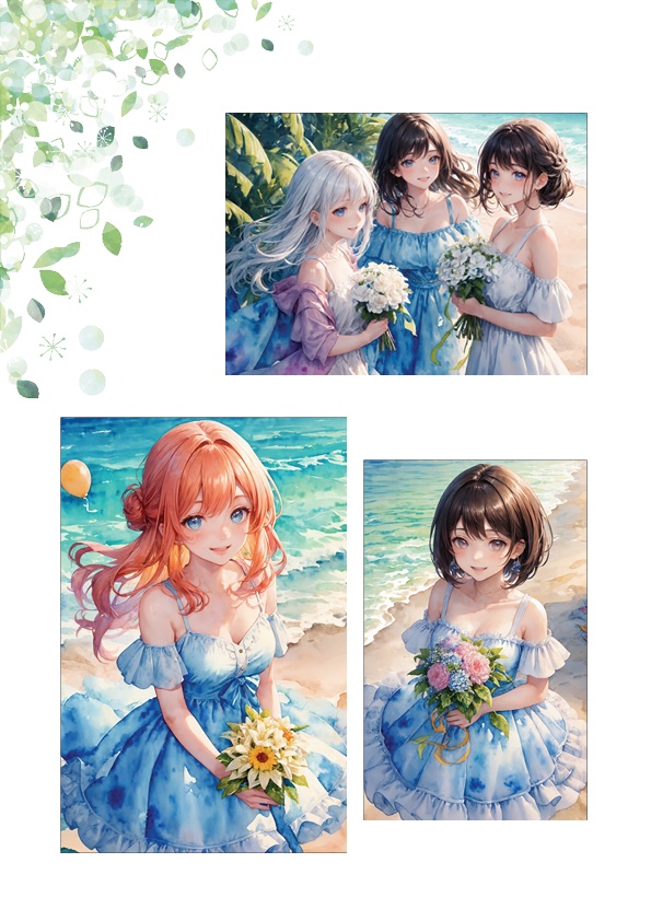 【イラストデータ付き】海辺の卒業パーティーアルバム