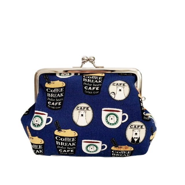 シロクマとカフェの親子がま口財布