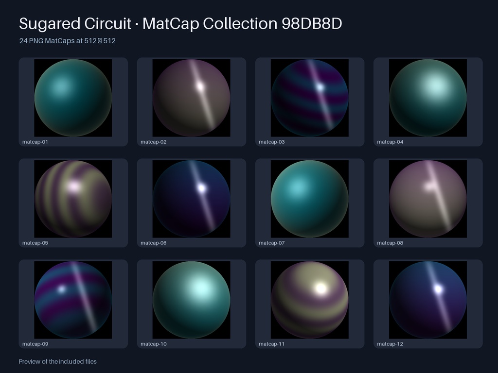 Sugared Circuit · MatCap Collection 98DB8D