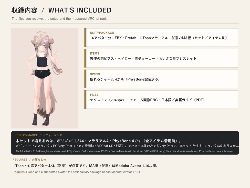 【期間限定30%OFF】天使の休日アクセサリーセット【16アバター対応】ピアス・ヘイロー・チョーカー・ブレスレット Angel Holiday Accessory Set