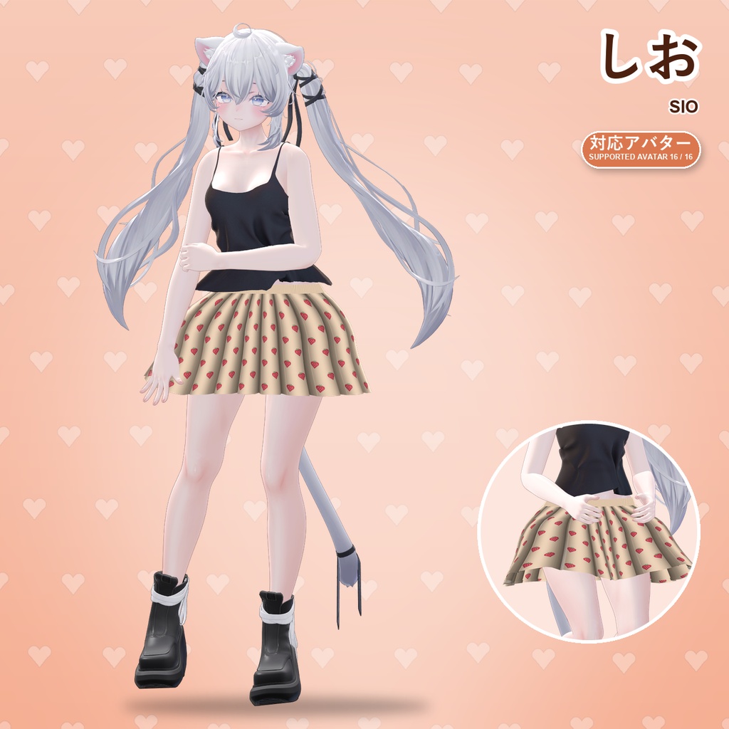 【発売記念30%OFF】いちごショコラプリーツスカート【16アバター対応】6カラー Strawberry Chocolat Pleated Skirt