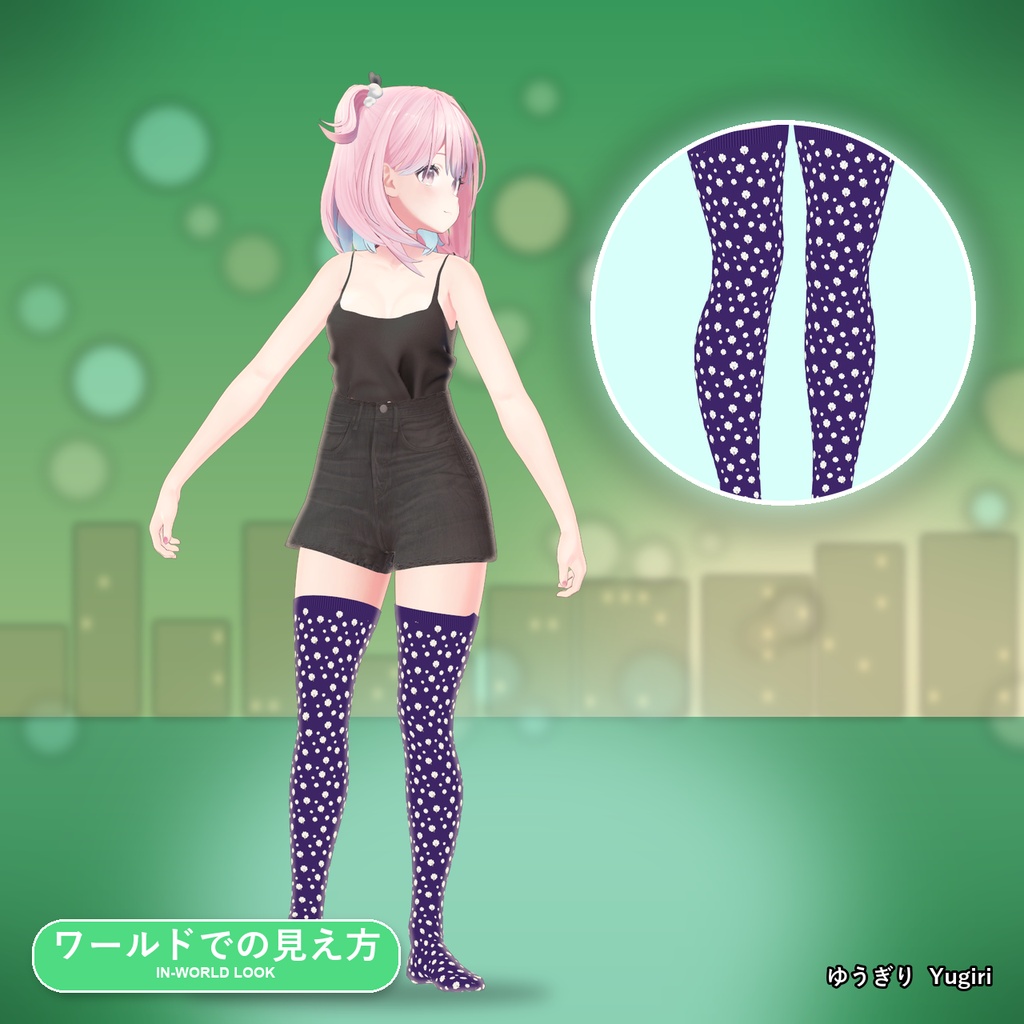 【発売記念30%OFF】ネオンポップクローバーニーハイソックス【16アバター対応】9カラー Neon Pop Clovers Thigh-High Socks
