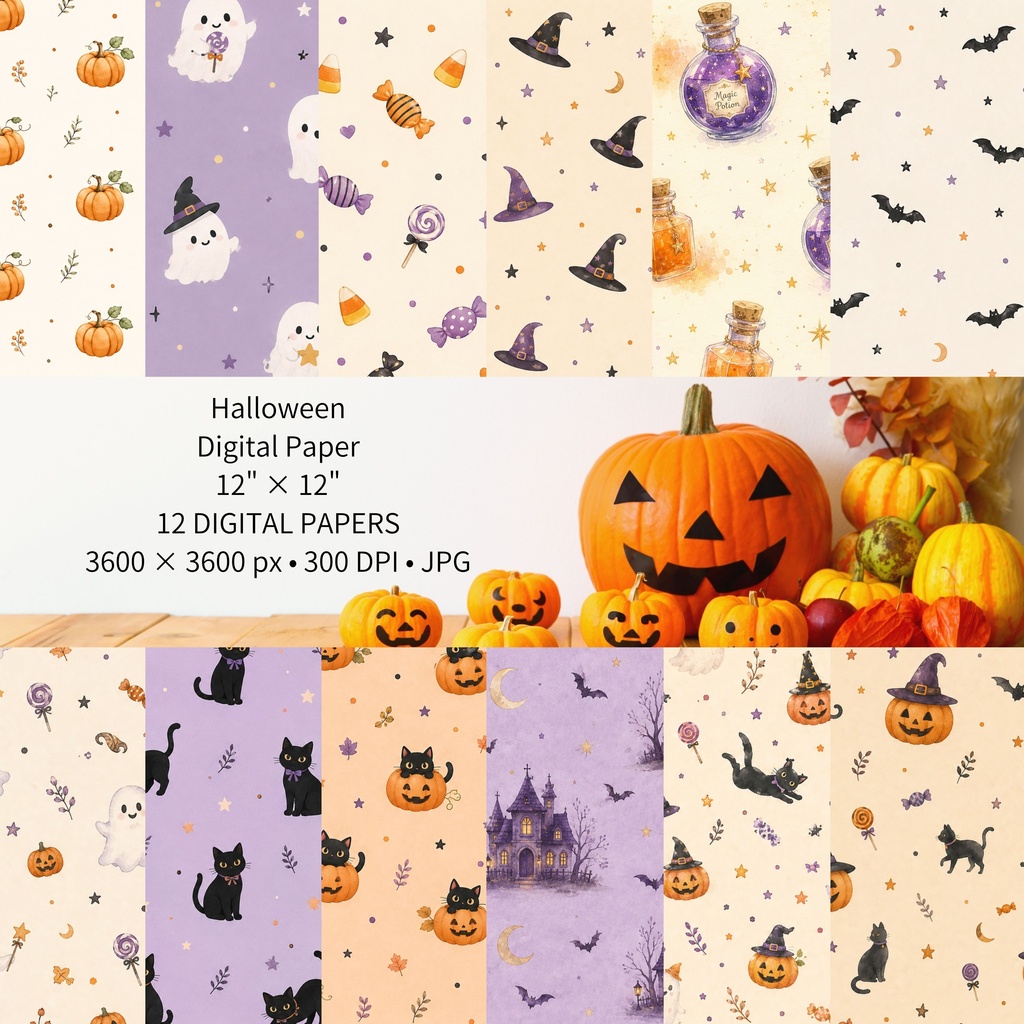Halloweenデジタルペーパー