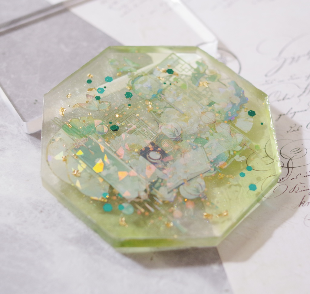 原神/レジンコースター/璃月/緑-A