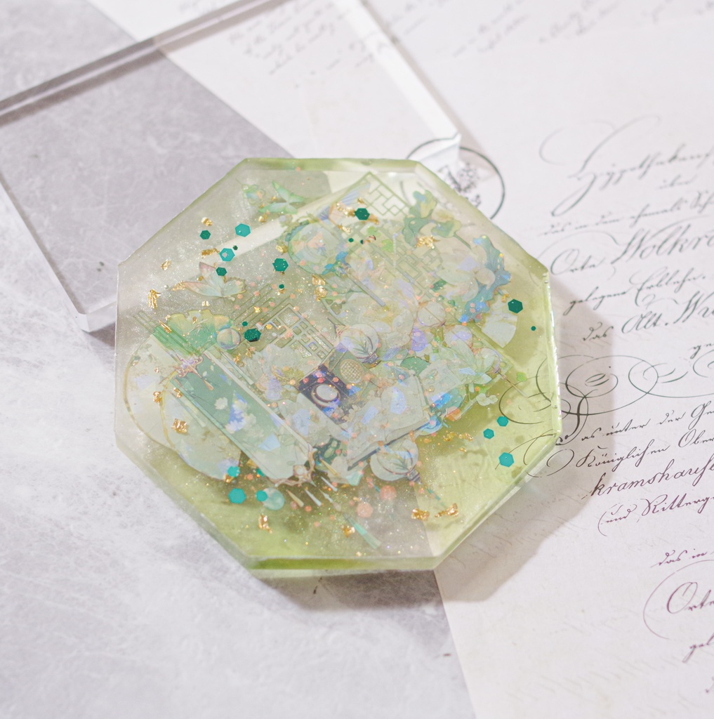 原神/レジンコースター/璃月/緑-A