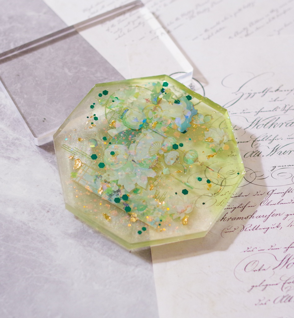 原神/レジンコースター/璃月/緑-B