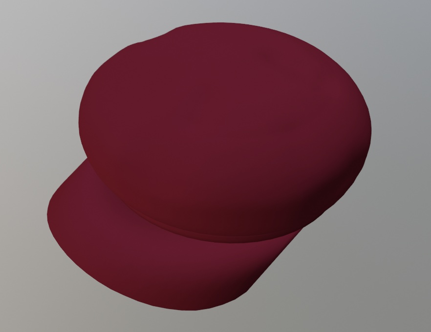 エンジ色のキャスケット帽