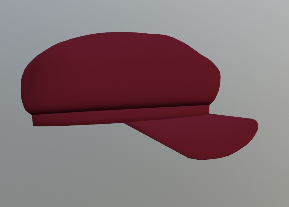 エンジ色のキャスケット帽