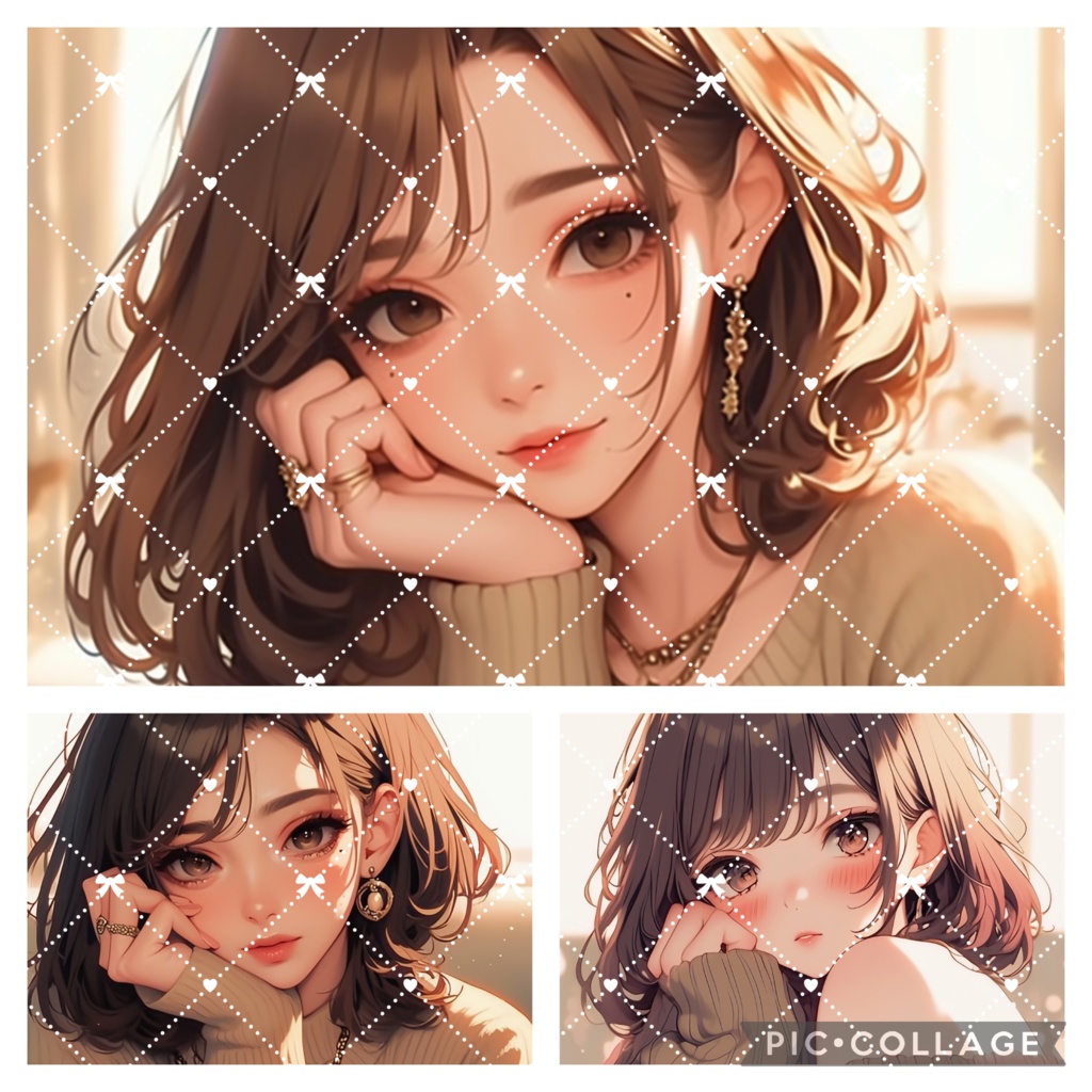 商用利用可 AIイラスト 3枚セット SNSアイコン 配信背景 女性 かわいい 女の子