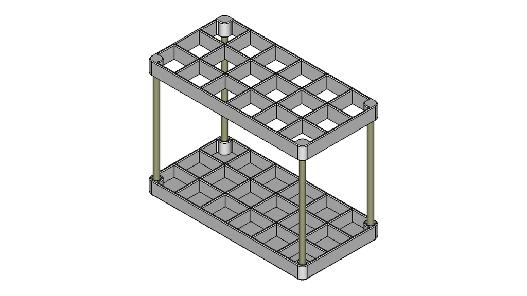 【ツールスタンド】20mm×20mm-18セル（上下パーツ）【STL、STEP】