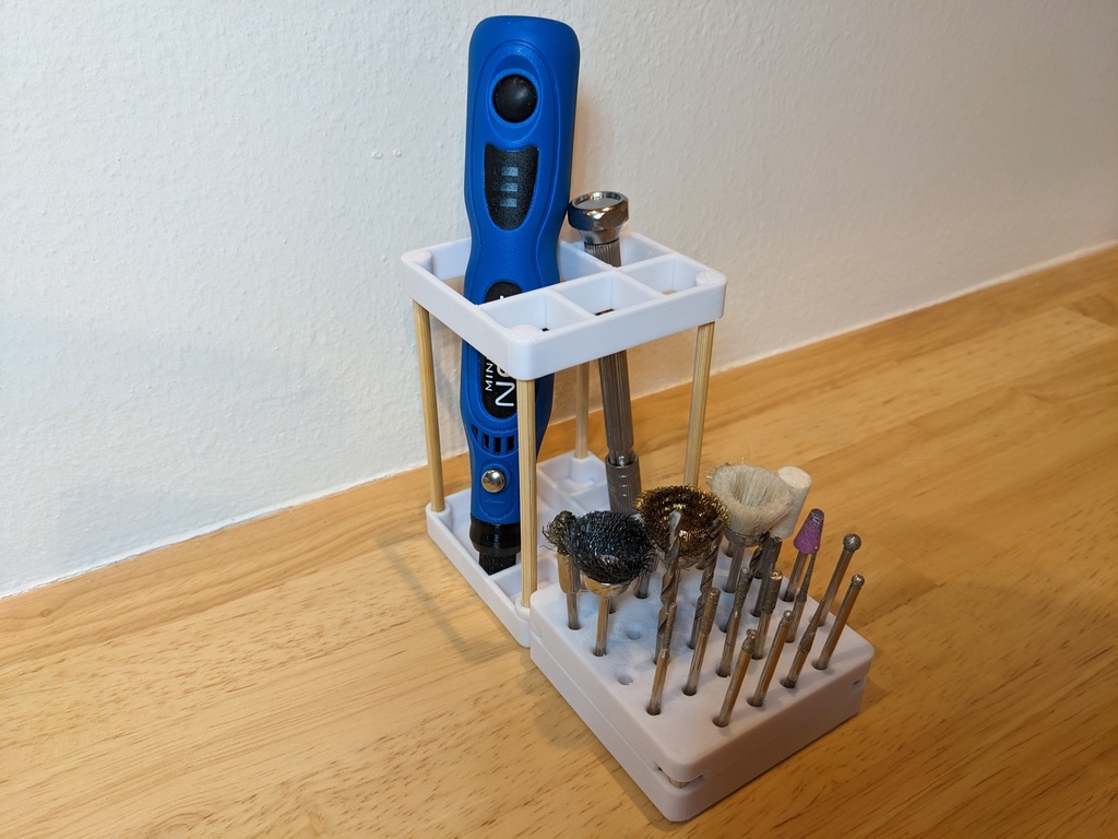 【ツールスタンド】リュータービットモジュール(60mm×60mmセル用/ビット32本/上下パーツ)【STL、STEP】