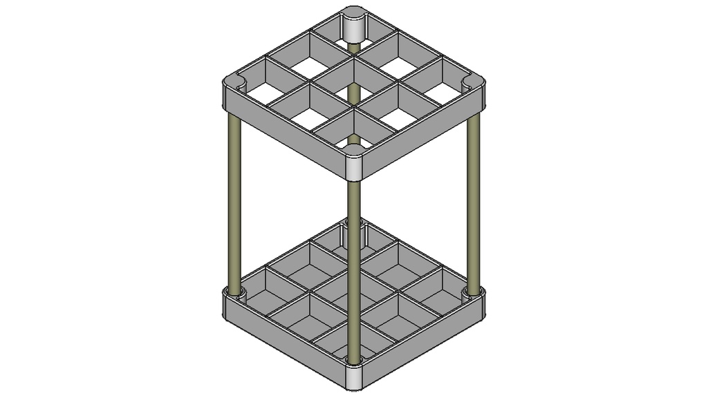 【ツールスタンド】20mm×20mm-9セル（上下パーツ）【STL、STEP】