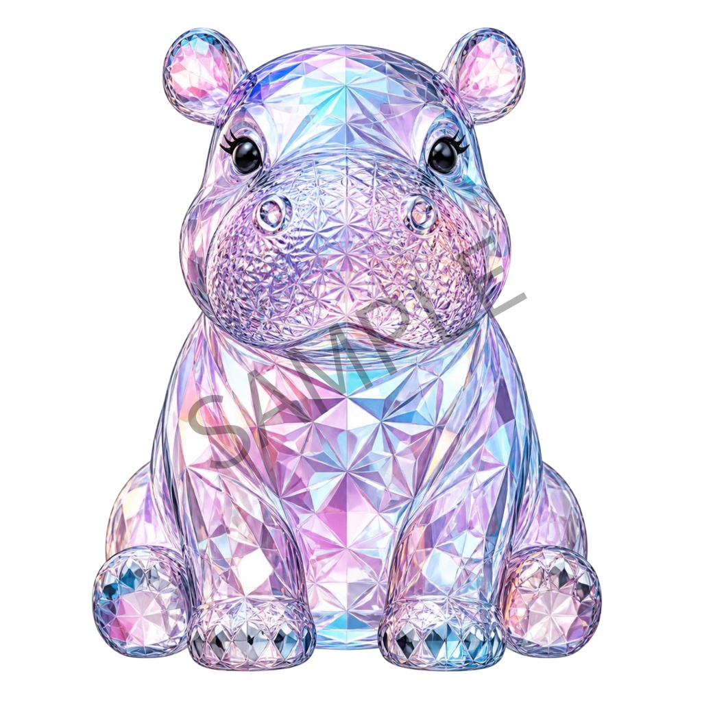 きらめくクリスタルの大人可愛い動物素材30点セット/PNG