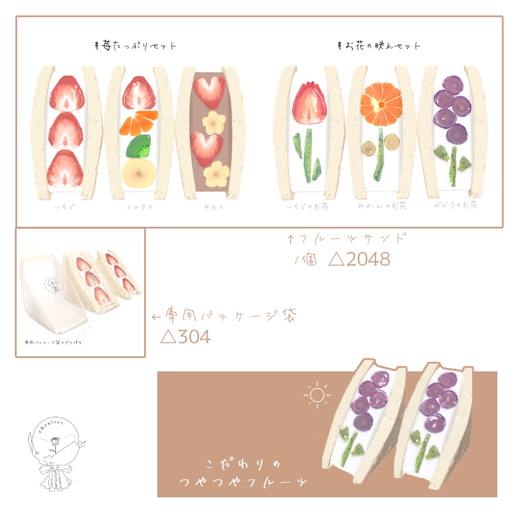 萌え断フルーツサンドセット【3Dモデル】