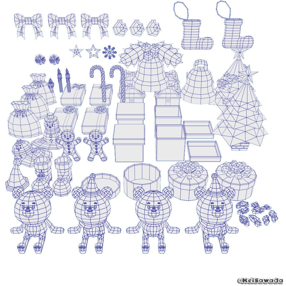 クリスマス用素材【ビビッド&パステル】コンプリートパック(3DCG)