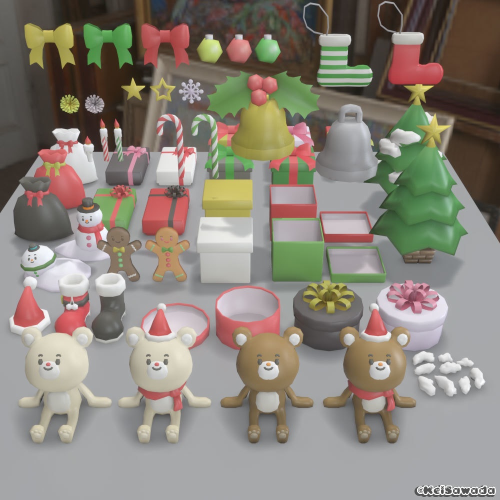 クリスマス用素材【ビビッド&パステル】コンプリートパック(3DCG)