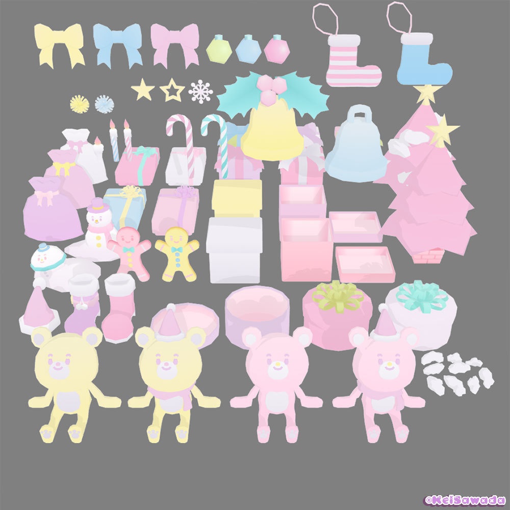 クリスマス用素材【ビビッド&パステル】コンプリートパック(3DCG)