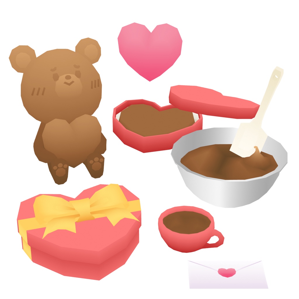 バレンタイン3D素材