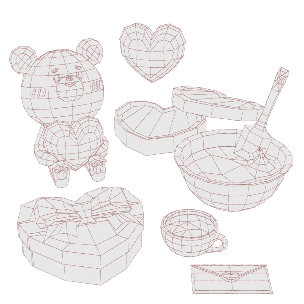 バレンタイン3D素材