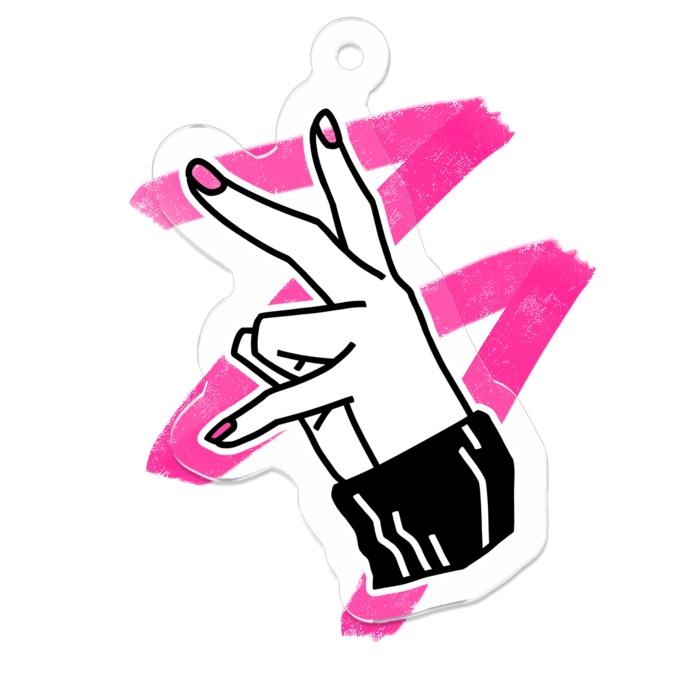 イエーおてて_黒袖アクリルキーホルダー