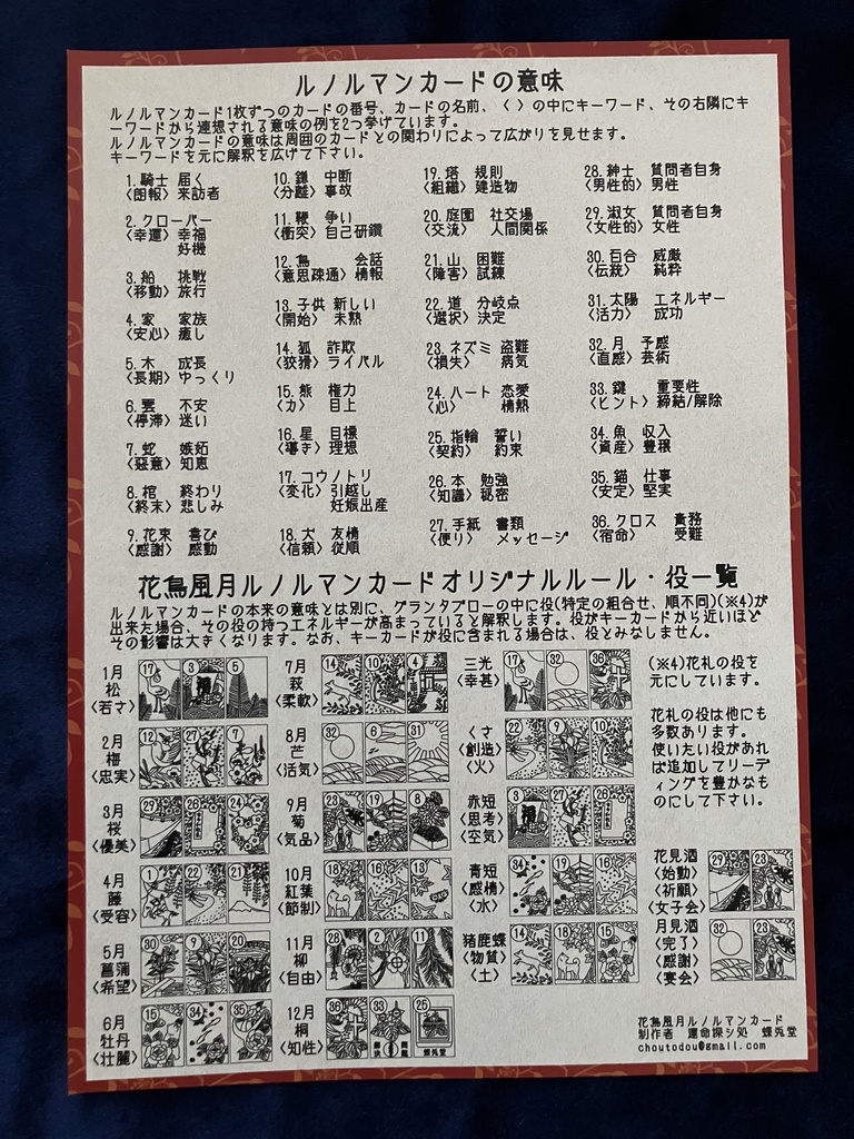 花鳥風月ルノルマンカード【赤】