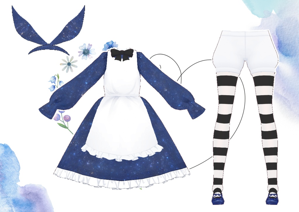 【VRoid衣装プリセット】星屑アリスちゃん衣装セット