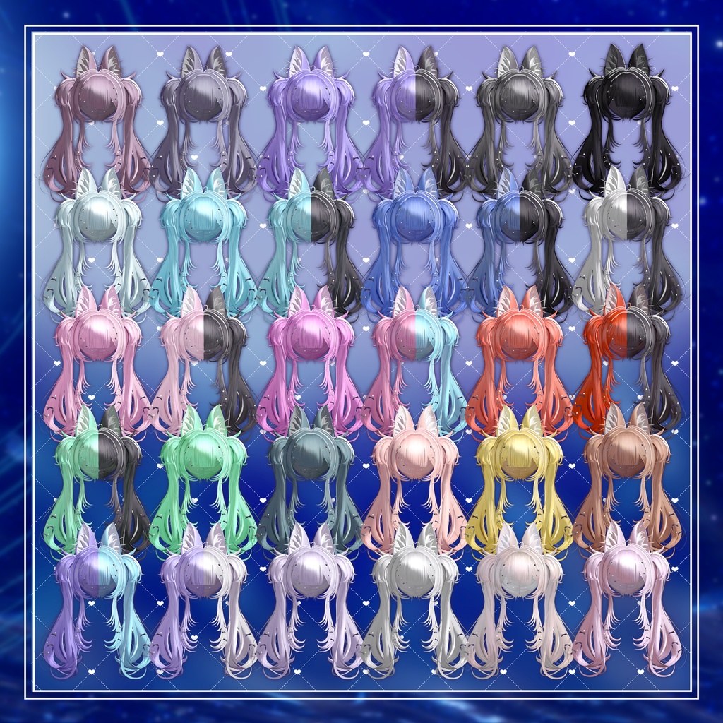 ♡Heart ribbon twin tails♡