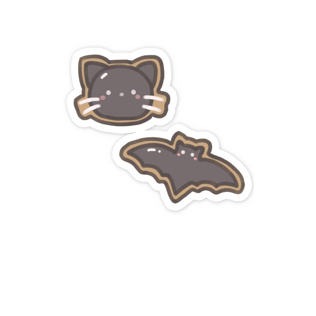 ねこ&コウモリ アイシングクッキー風