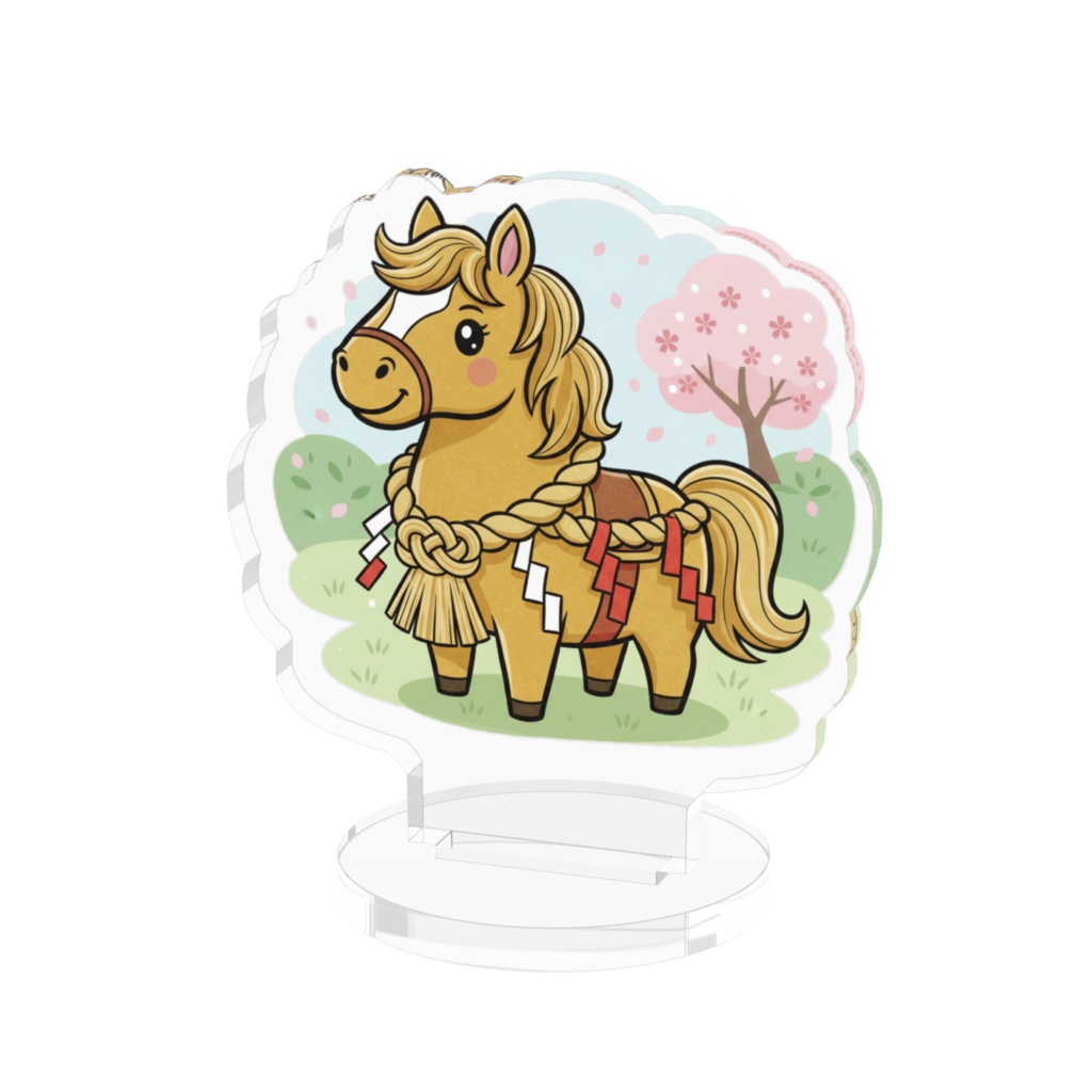 しめ縄を巻いた馬--アクリルフィギュア--ver