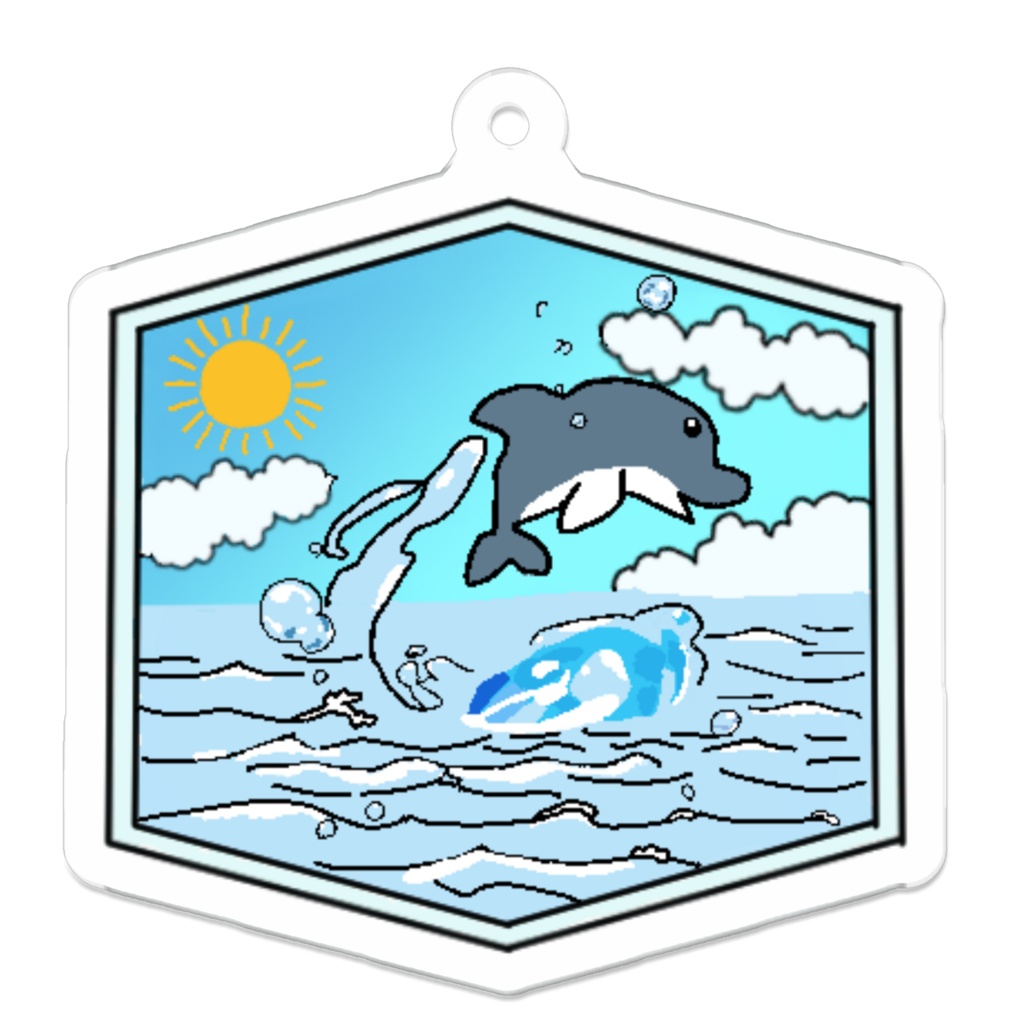 海でイルカ飛ぶ