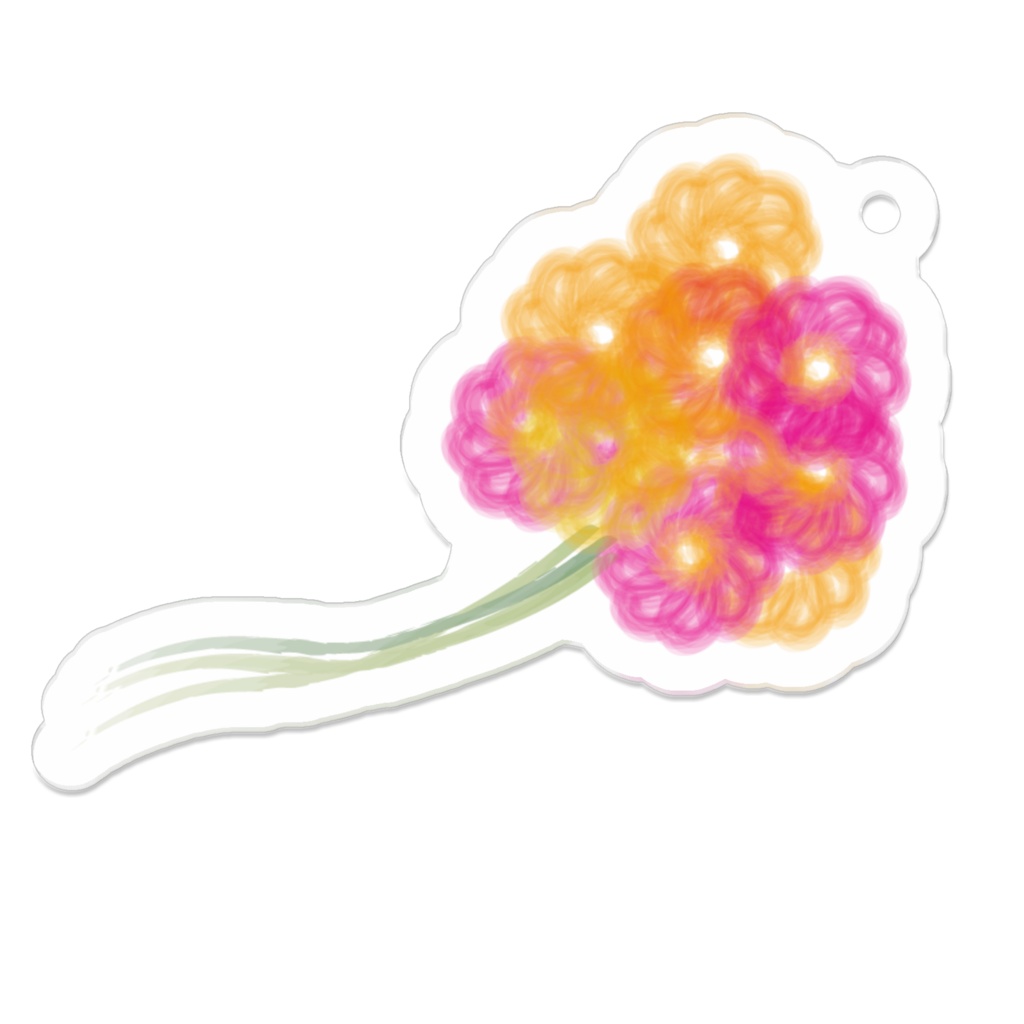 ふんわりお花の和色アクリルキーホルダー