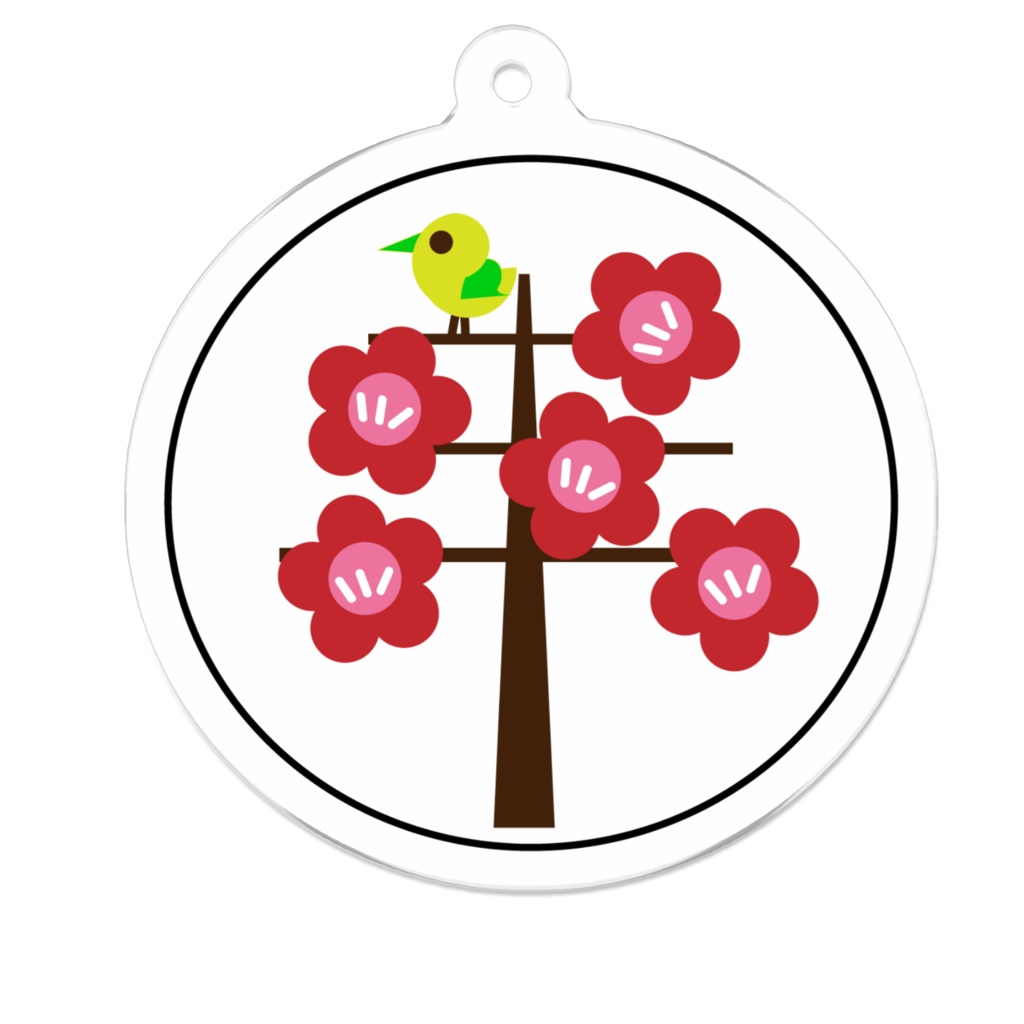 花札・梅にウグイス　アクリルキーホルダー