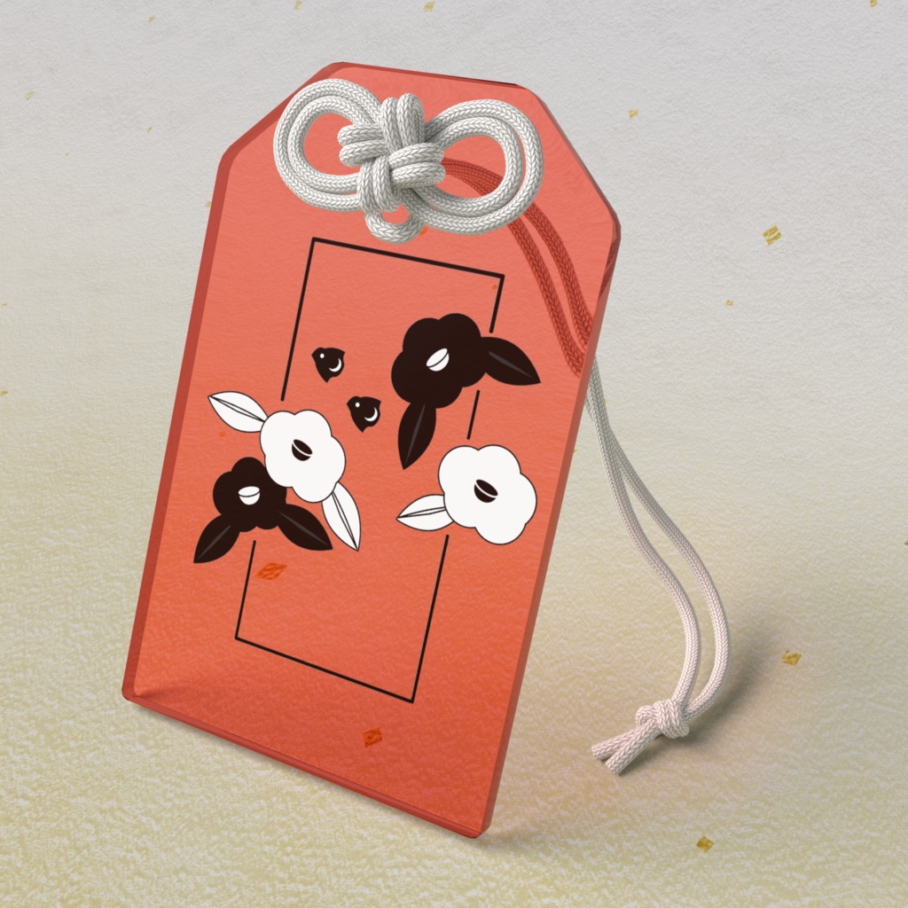 【和モダン】アクリルお守り「椿に千鳥」