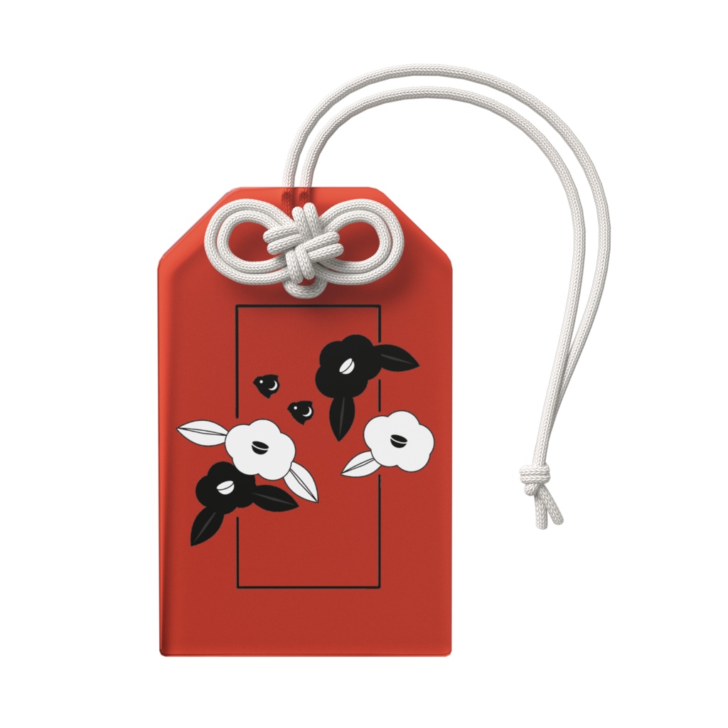 【和モダン】アクリルお守り「椿に千鳥」