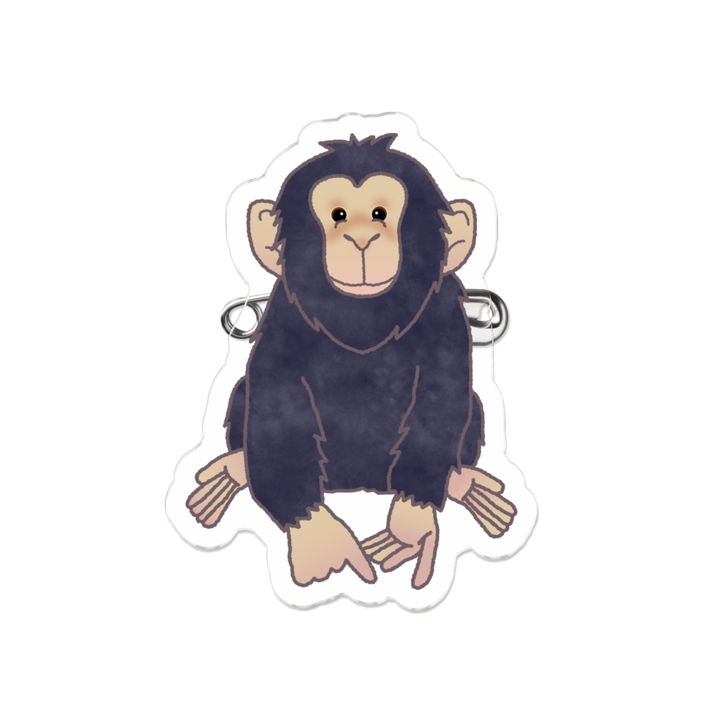 我が家の動物　チンパンジー　アクリルバッジ