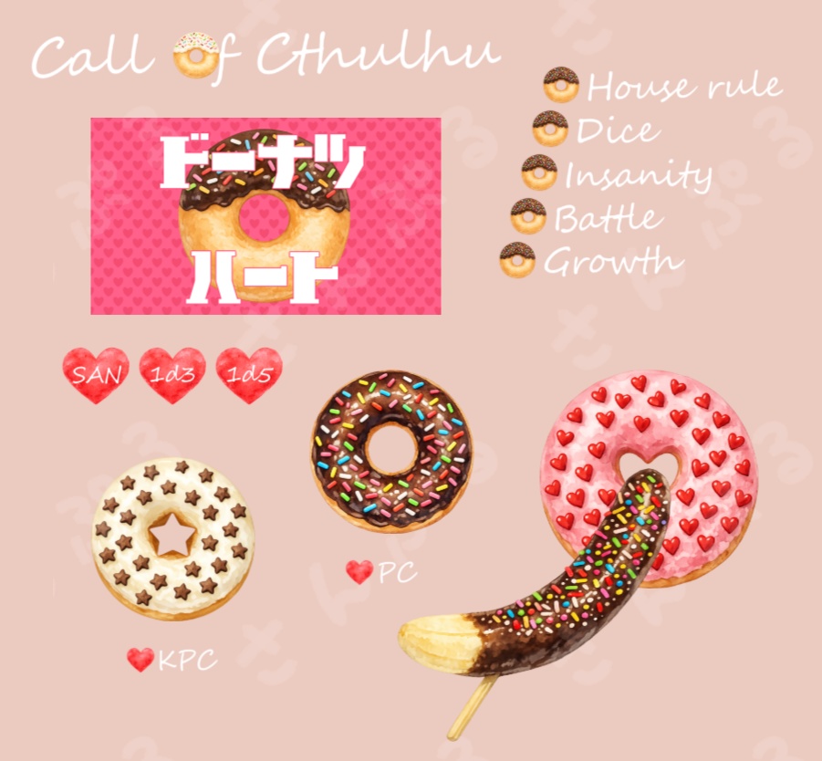 【無料】TRPG用　チョコドーナツ＆ハート素材