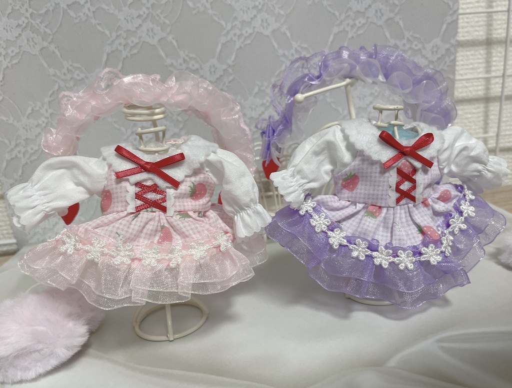 16cm ぬい服 いちごワンピース