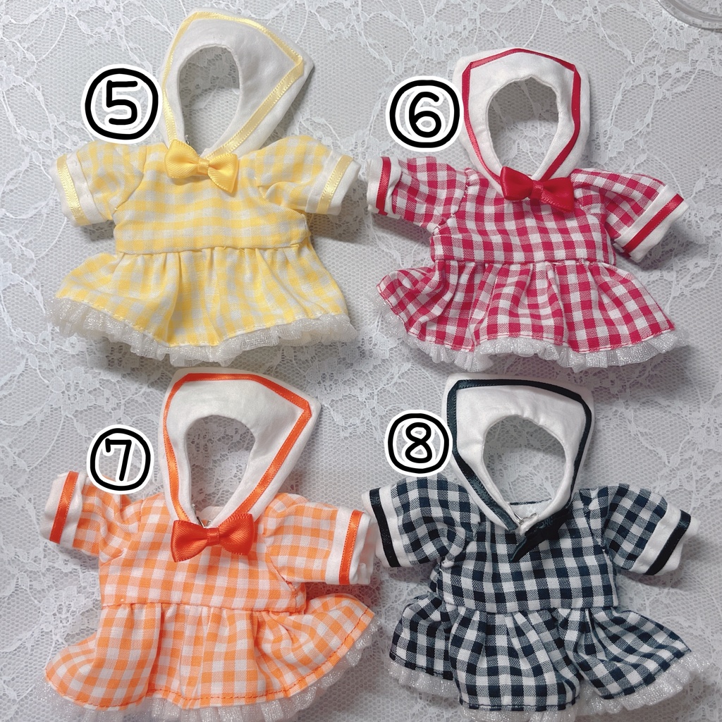 水玉とチェックのセーラー服