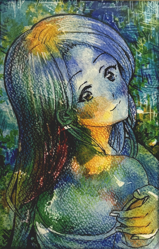 原画イラスト「ふりかえる」