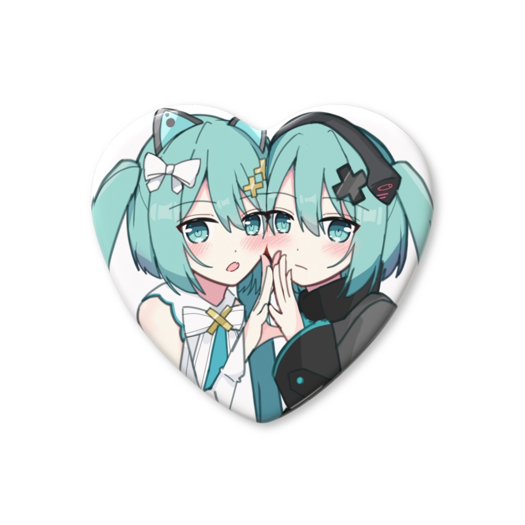 バツミク＆窓ミク ハート型缶バッジ