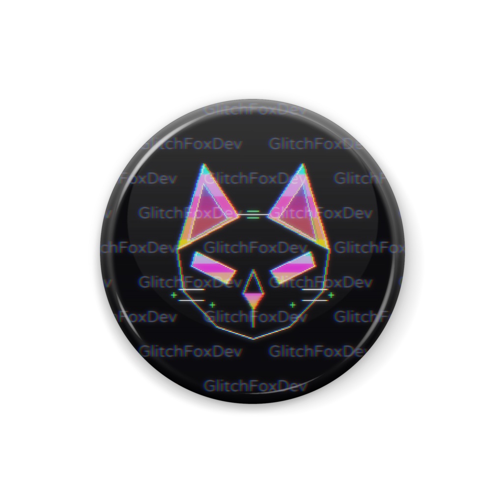 【缶バッジ】GlitchFoxDev — Neon Fox Pin #01