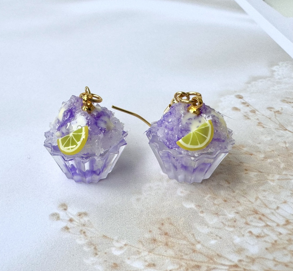 推しカラー 選べる ミニチュアかき氷 ピアス イヤリング変更可