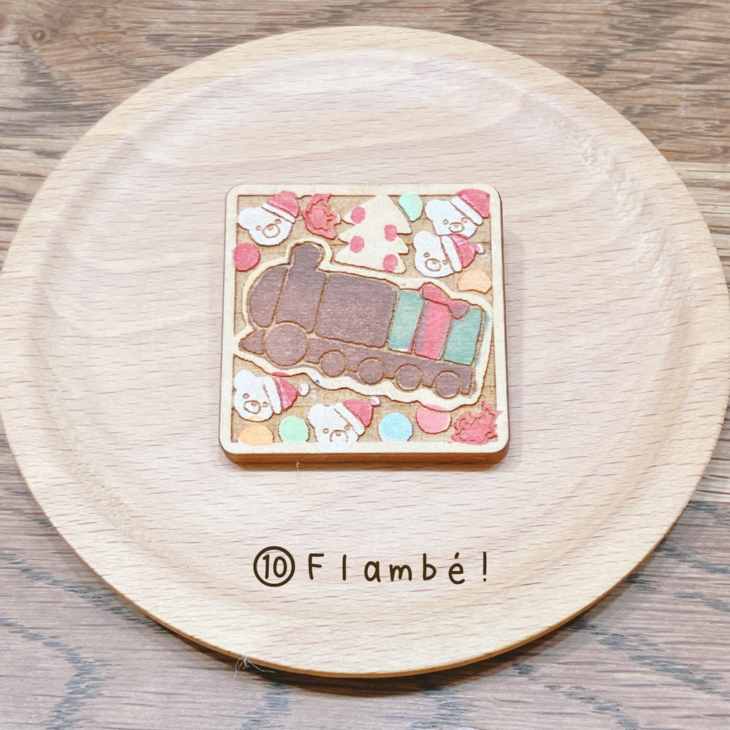 シャフユニモチーフウッドブローチ