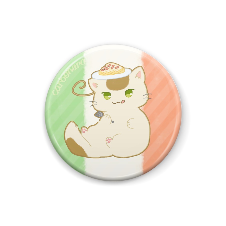 たべものねこたりあ缶バッチ-1