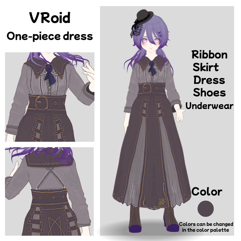 【VRoid】ワンピースドレス/7点SET/one-piece dress/2026更新