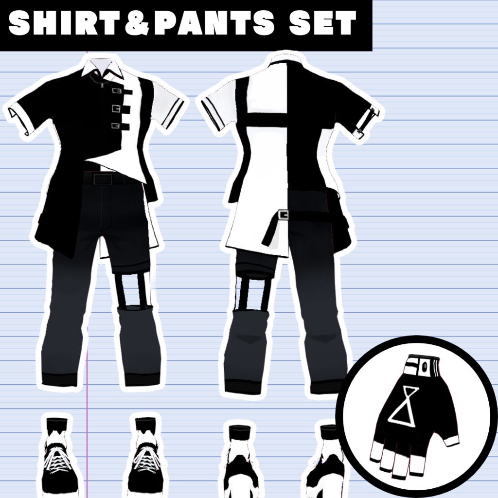 【VRoid】シャツセット/shirt&pants/5点SET/色変更可