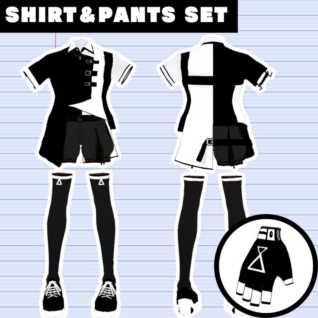 【VRoid】シャツセット/shirt&pants/5点SET/色変更可
