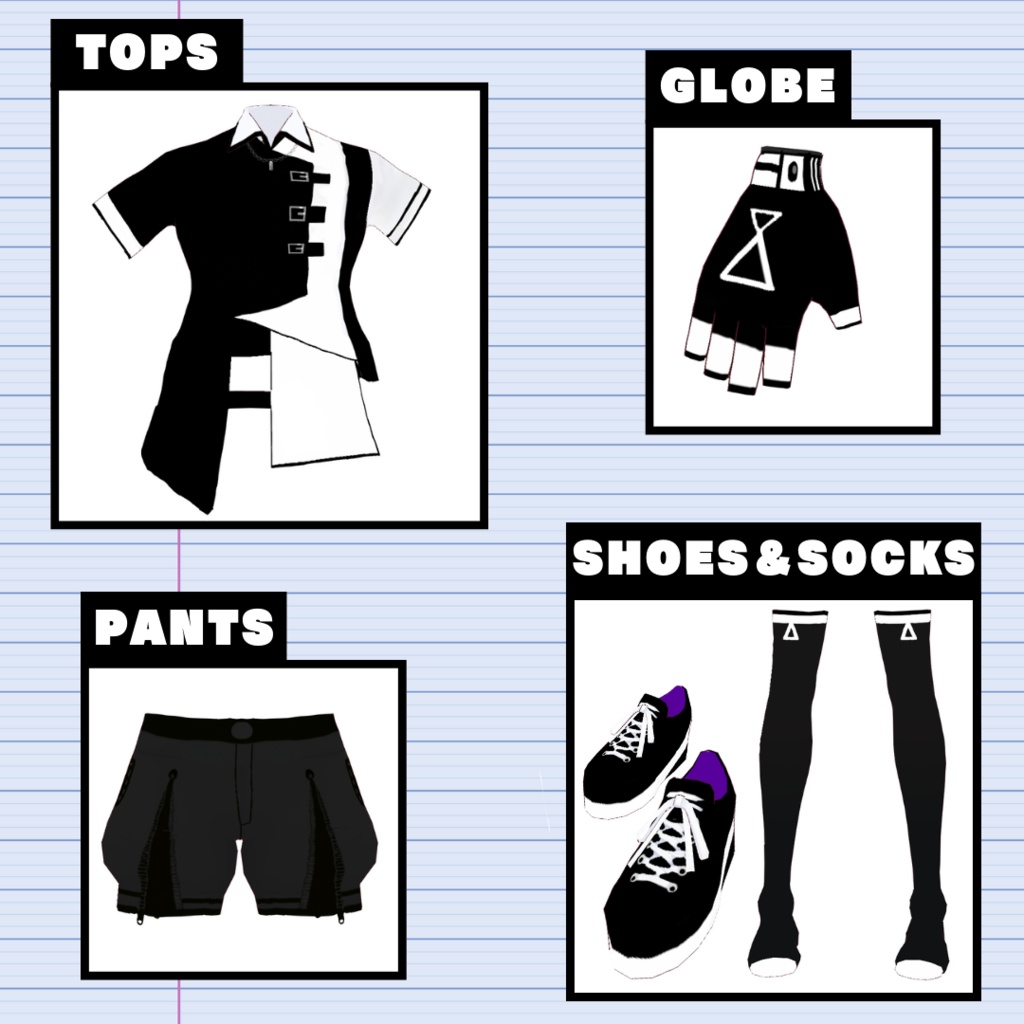 【VRoid】シャツセット/shirt&pants/5点SET/色変更可